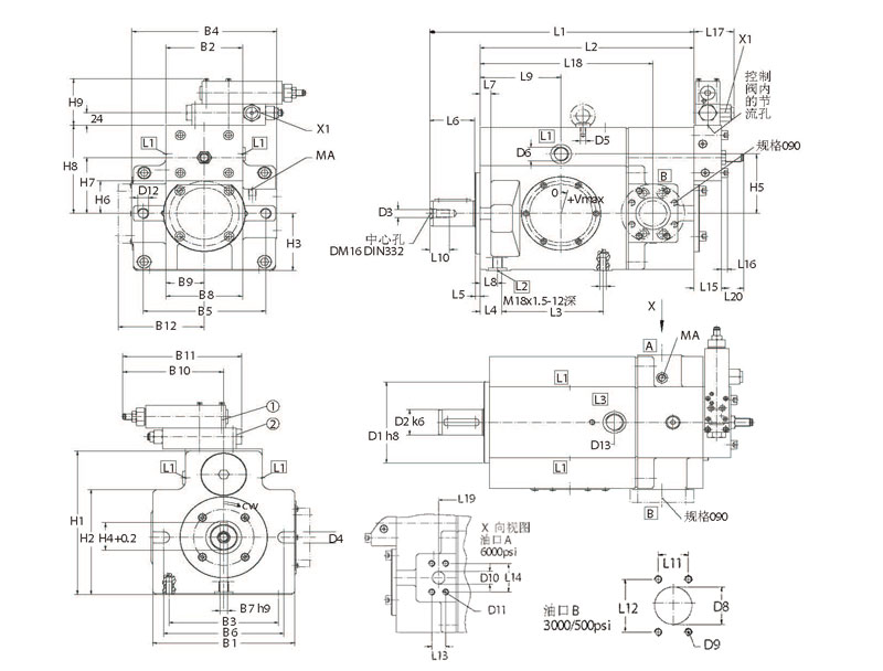 HZ-PVXS系列液压柱塞泵安装结构图
